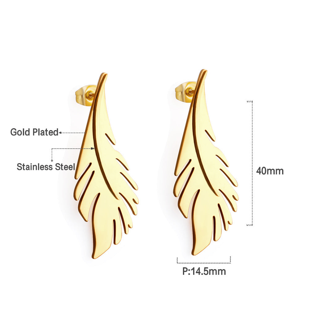 Gold Leaf Stud Earrings