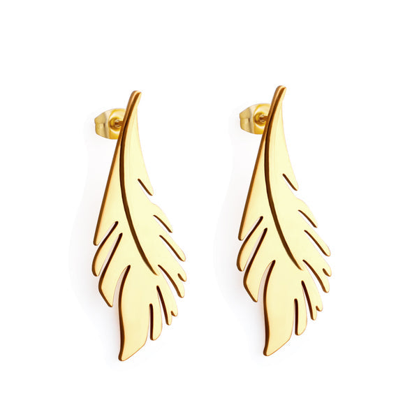 Gold Leaf Stud Earrings