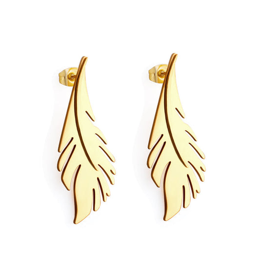 Gold Leaf Stud Earrings