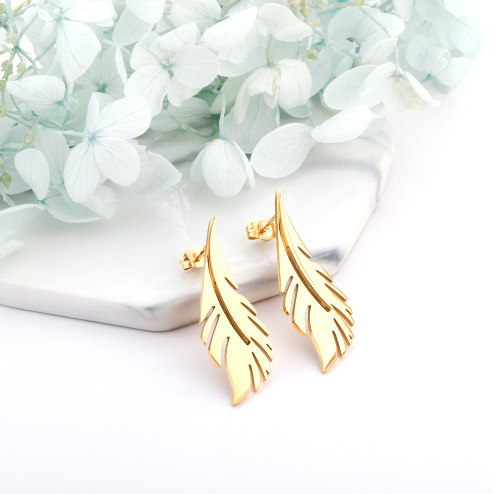 Gold Leaf Stud Earrings