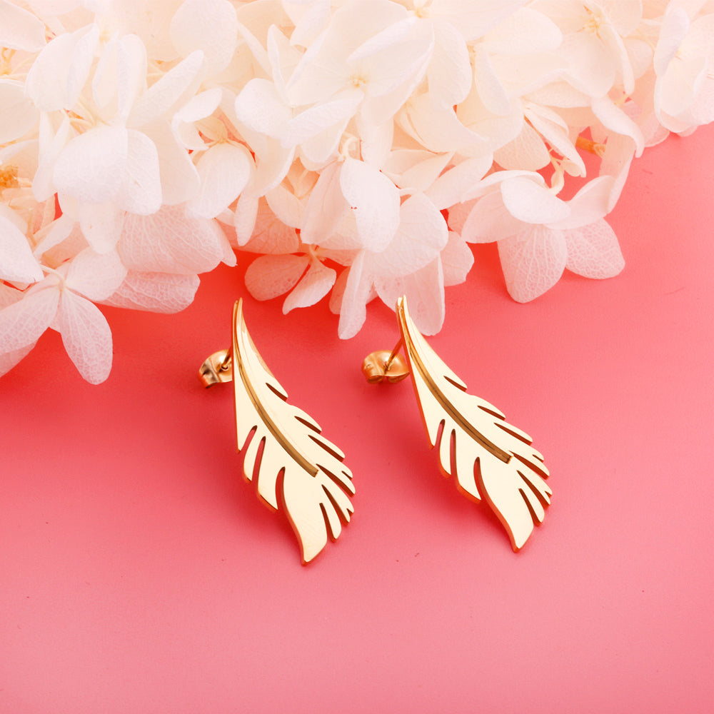 Gold Leaf Stud Earrings