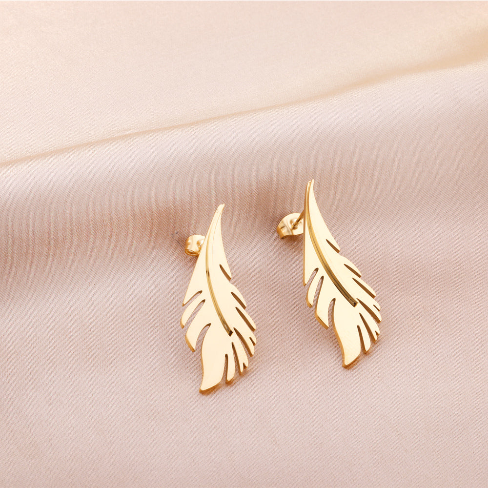 Gold Leaf Stud Earrings