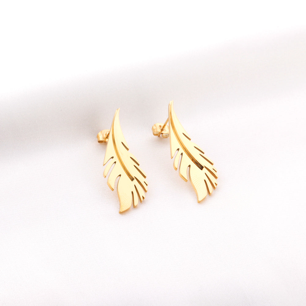 Gold Leaf Stud Earrings