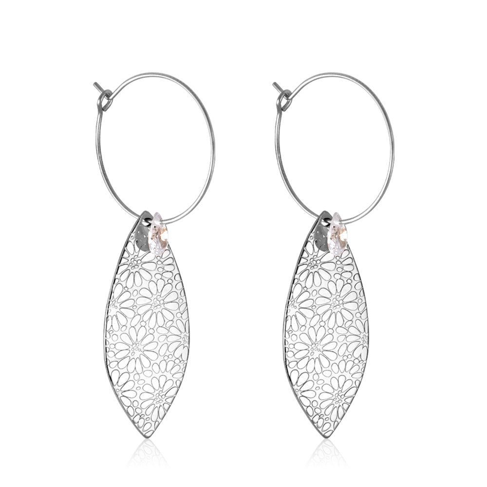 Leaf Diamond Drop Earrings