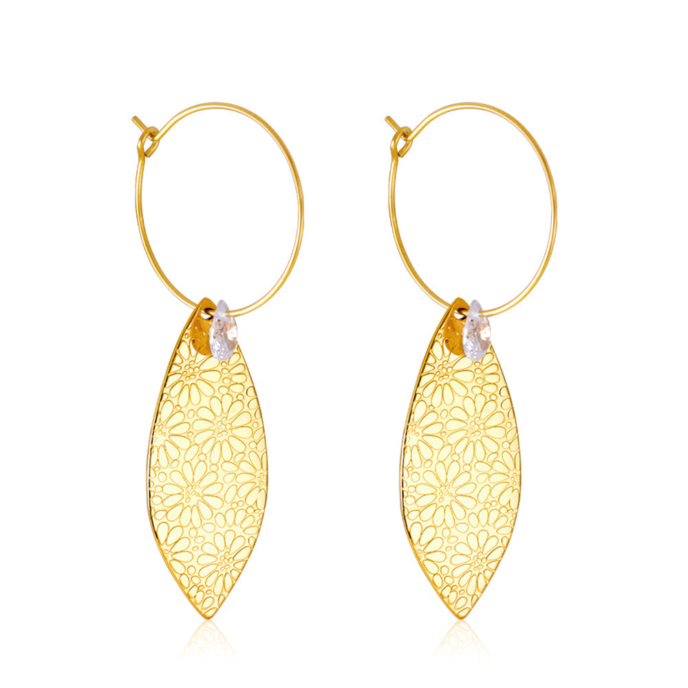 Leaf Diamond Drop Earrings