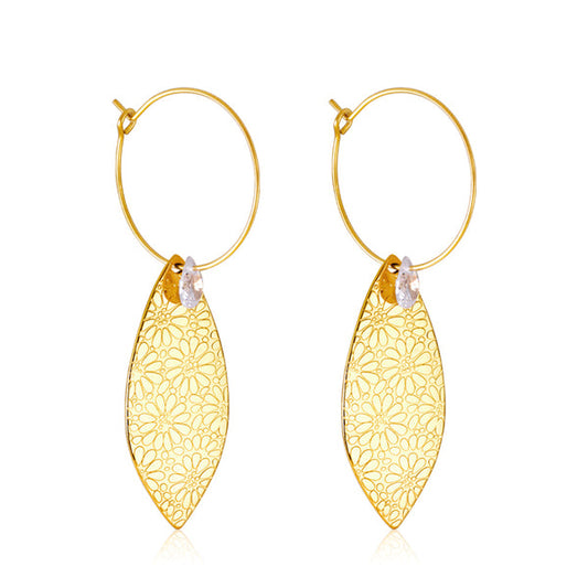 Leaf Diamond Drop Earrings