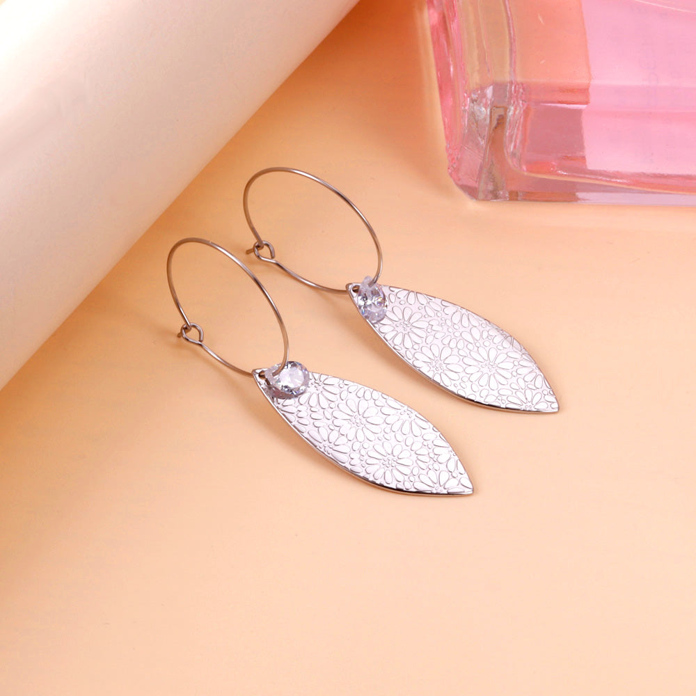 Leaf Diamond Drop Earrings