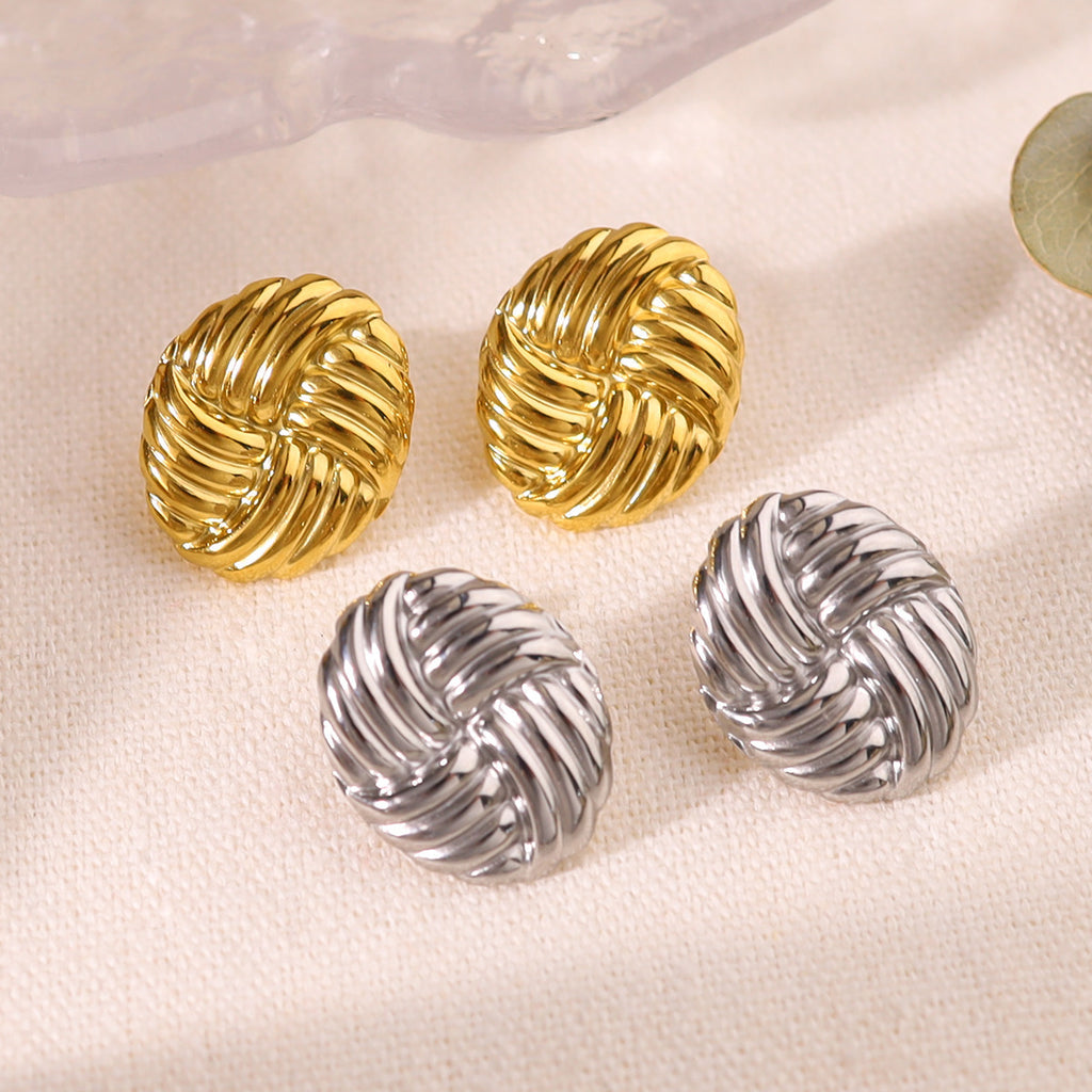 Woven Texture Round Geometric Earrings