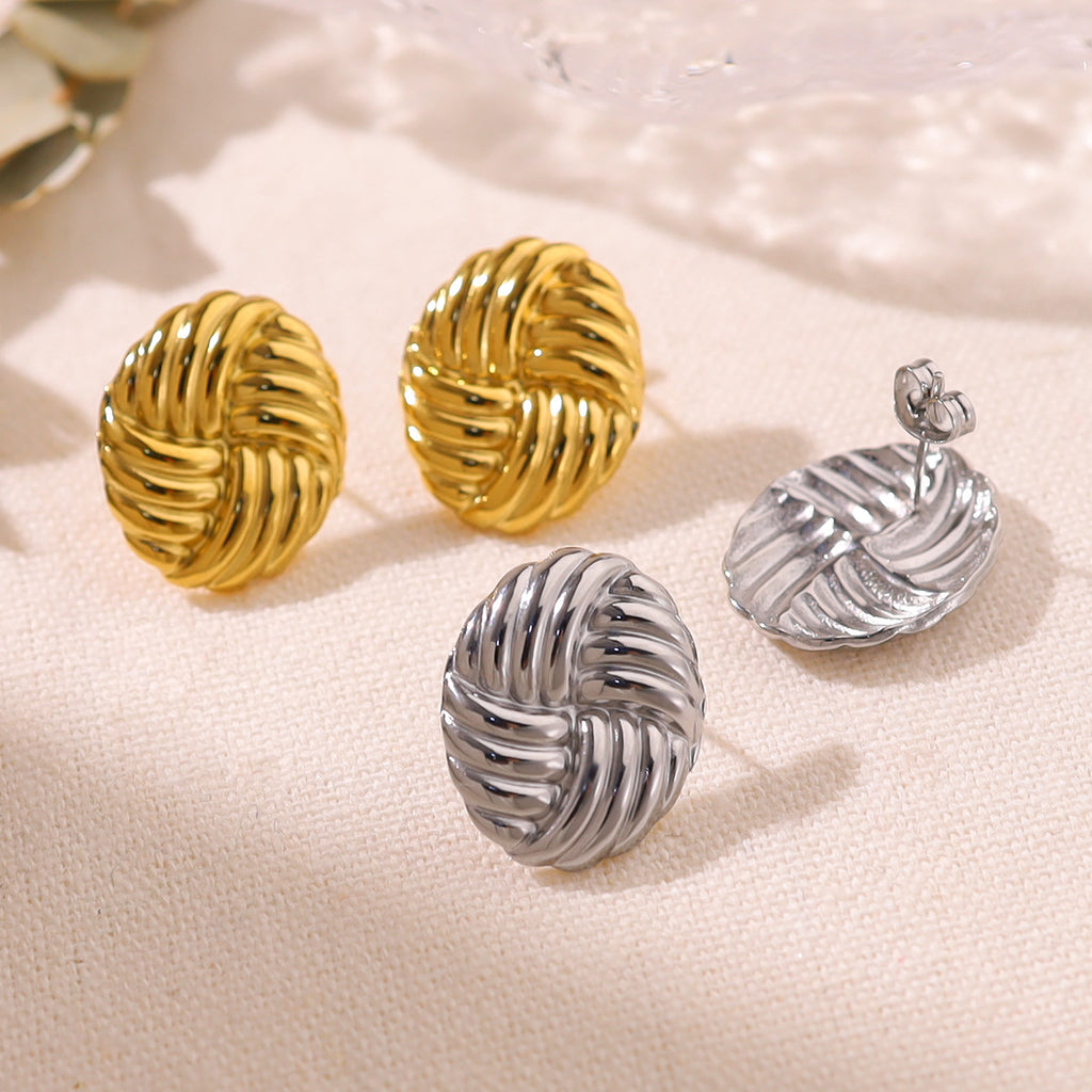 Woven Texture Round Geometric Earrings