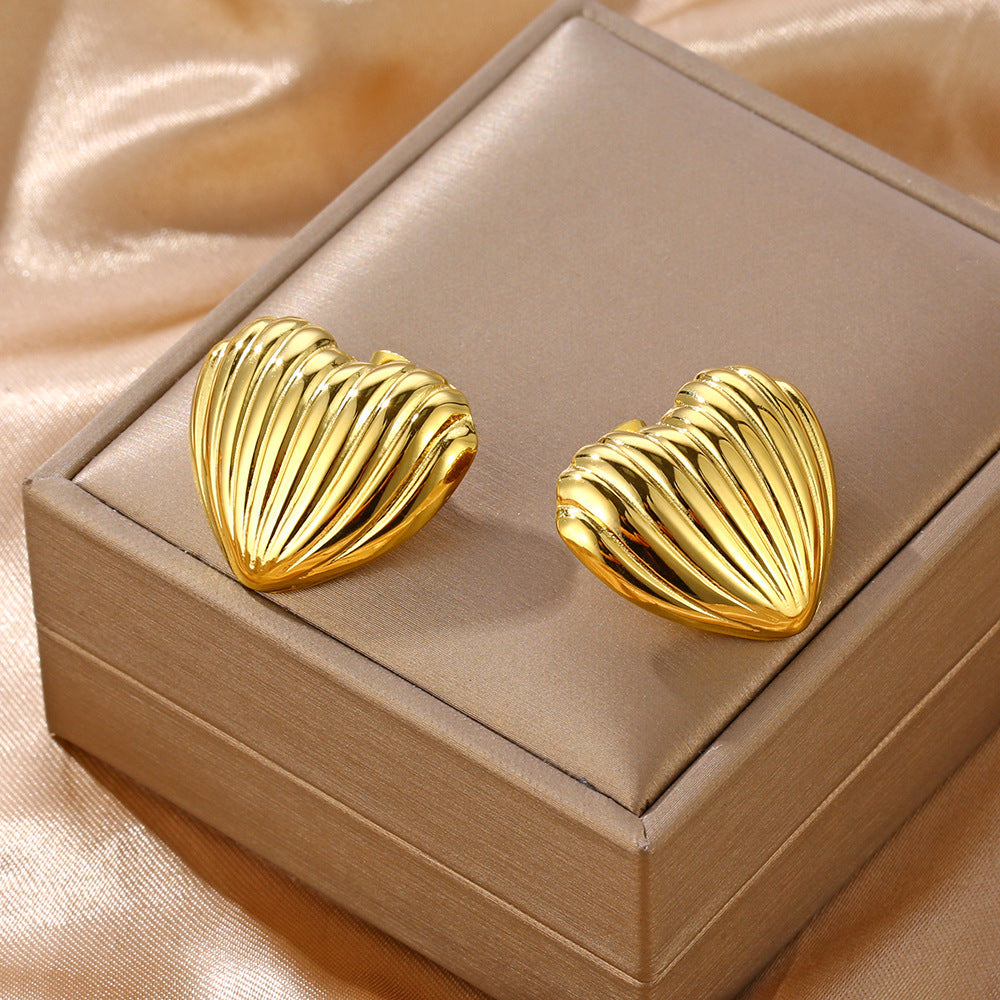 Striped Heart Stud Earrings