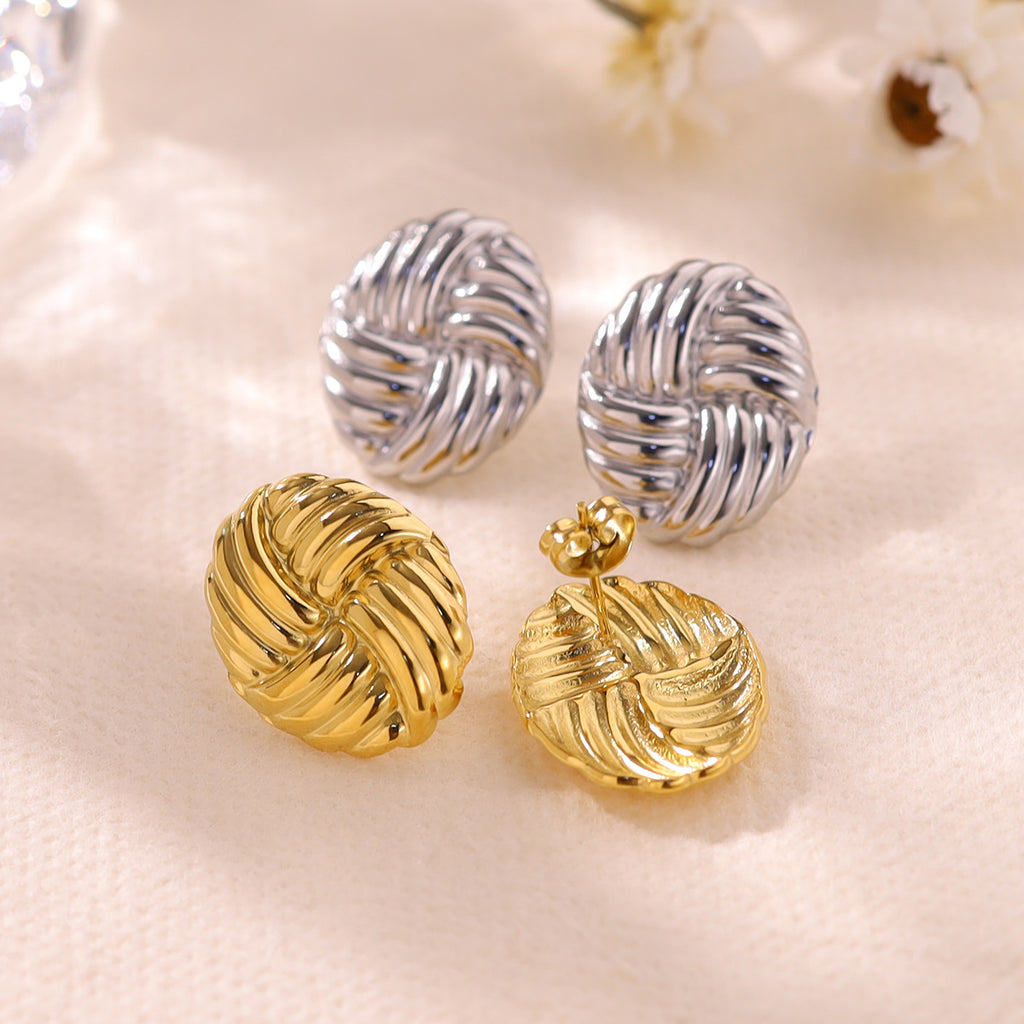 Woven Texture Round Geometric Earrings