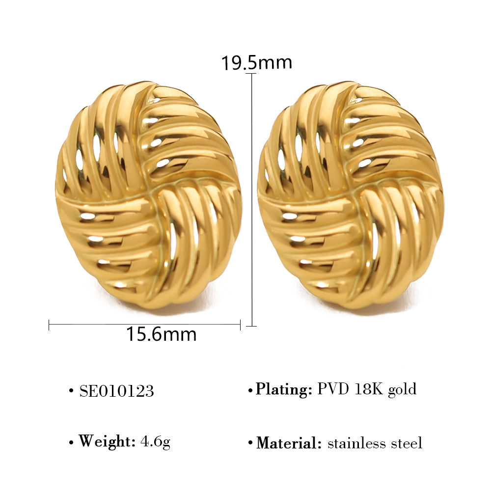 Woven Texture Round Geometric Earrings