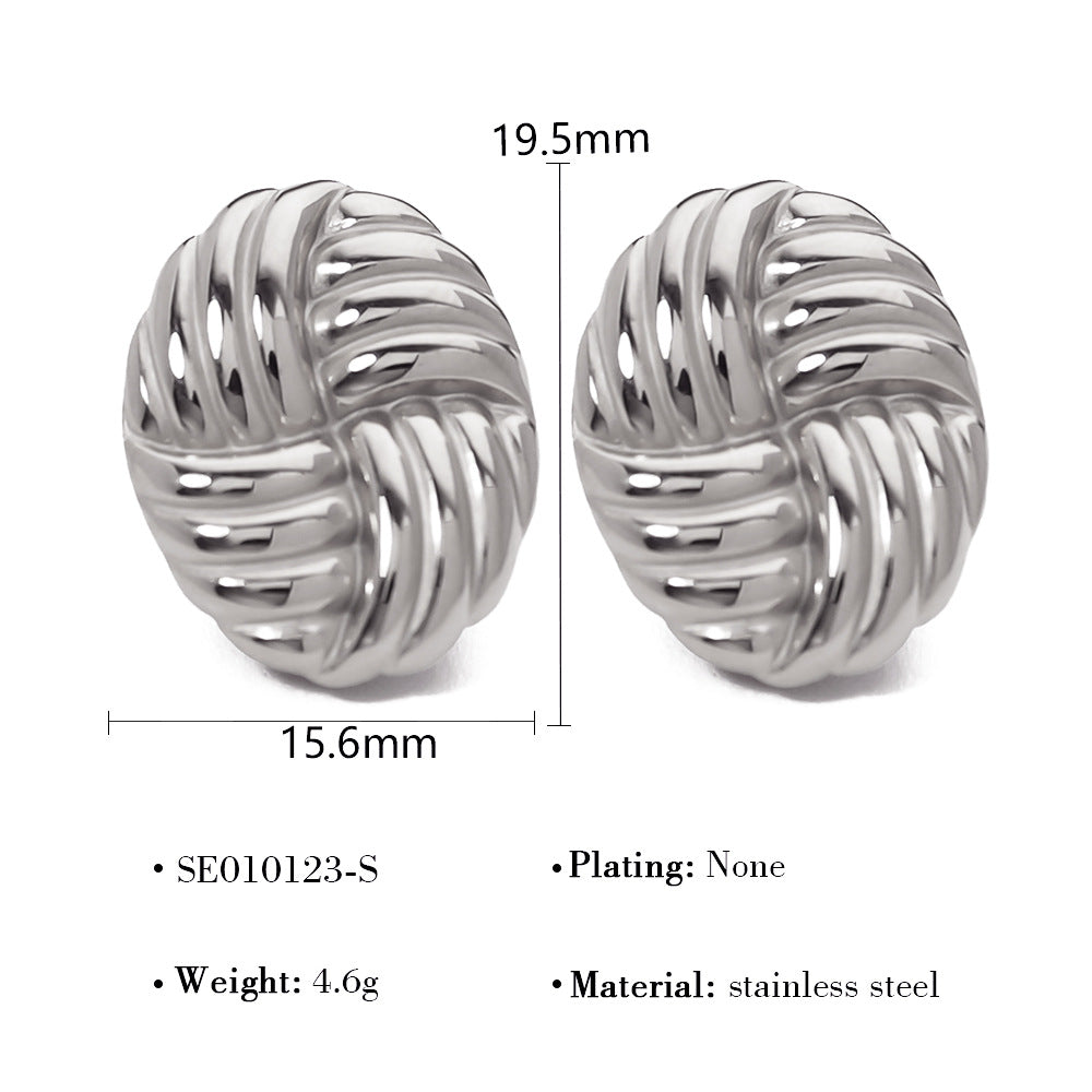 Woven Texture Round Geometric Earrings