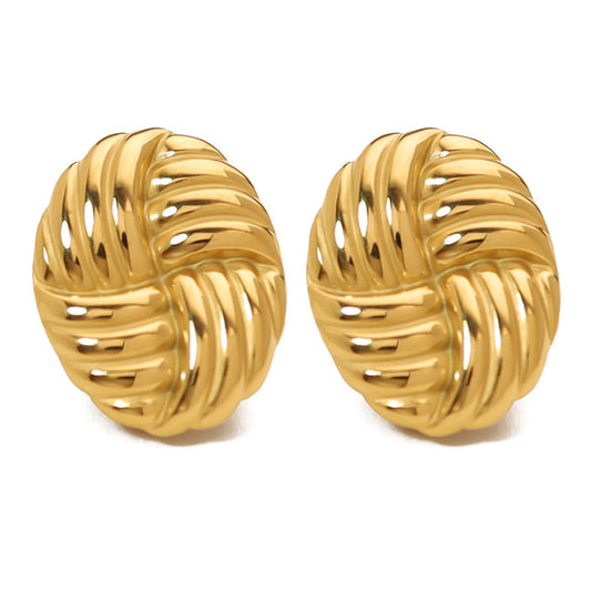 Woven Texture Round Geometric Earrings