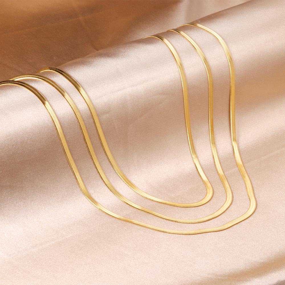 Triple Chain Flat Snake Necklace