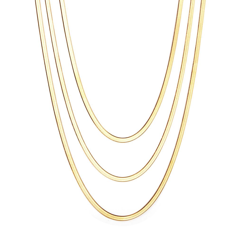 Triple Chain Flat Snake Necklace
