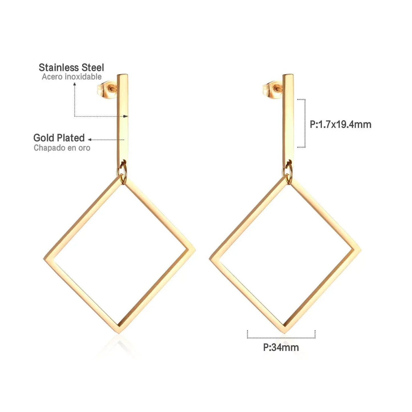 Earrings for Women Gold Color Geometry Dangle Drop Earrings Stainless Steel Accessories Bijoux Party Dropshipping Gift