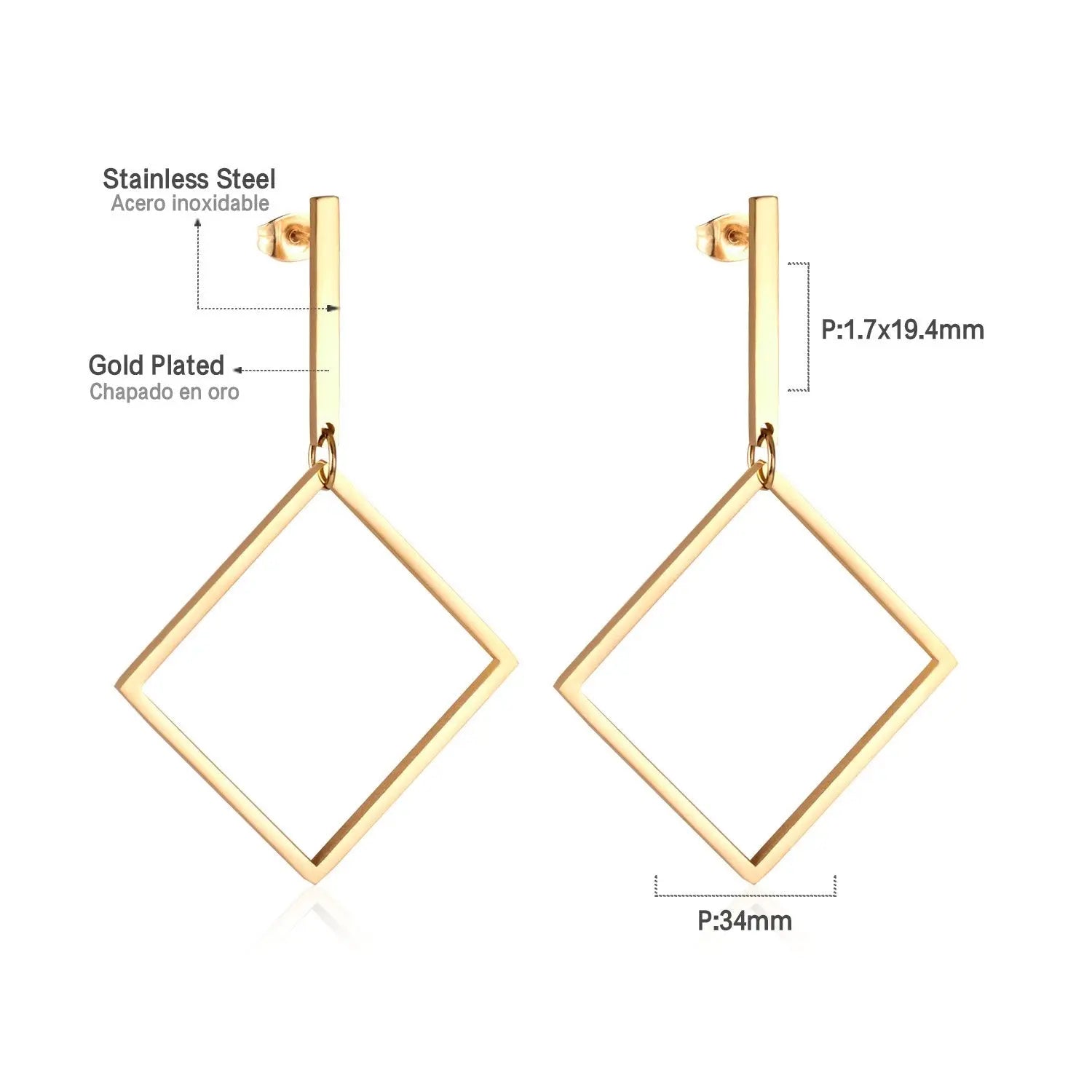 Earrings for Women Gold Color Geometry Dangle Drop Earrings Stainless Steel Accessories Bijoux Party Dropshipping Gift