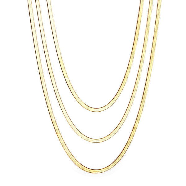 Triple Chain Flat Snake Necklace
