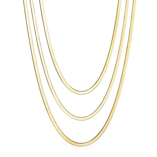 Triple Chain Flat Snake Necklace