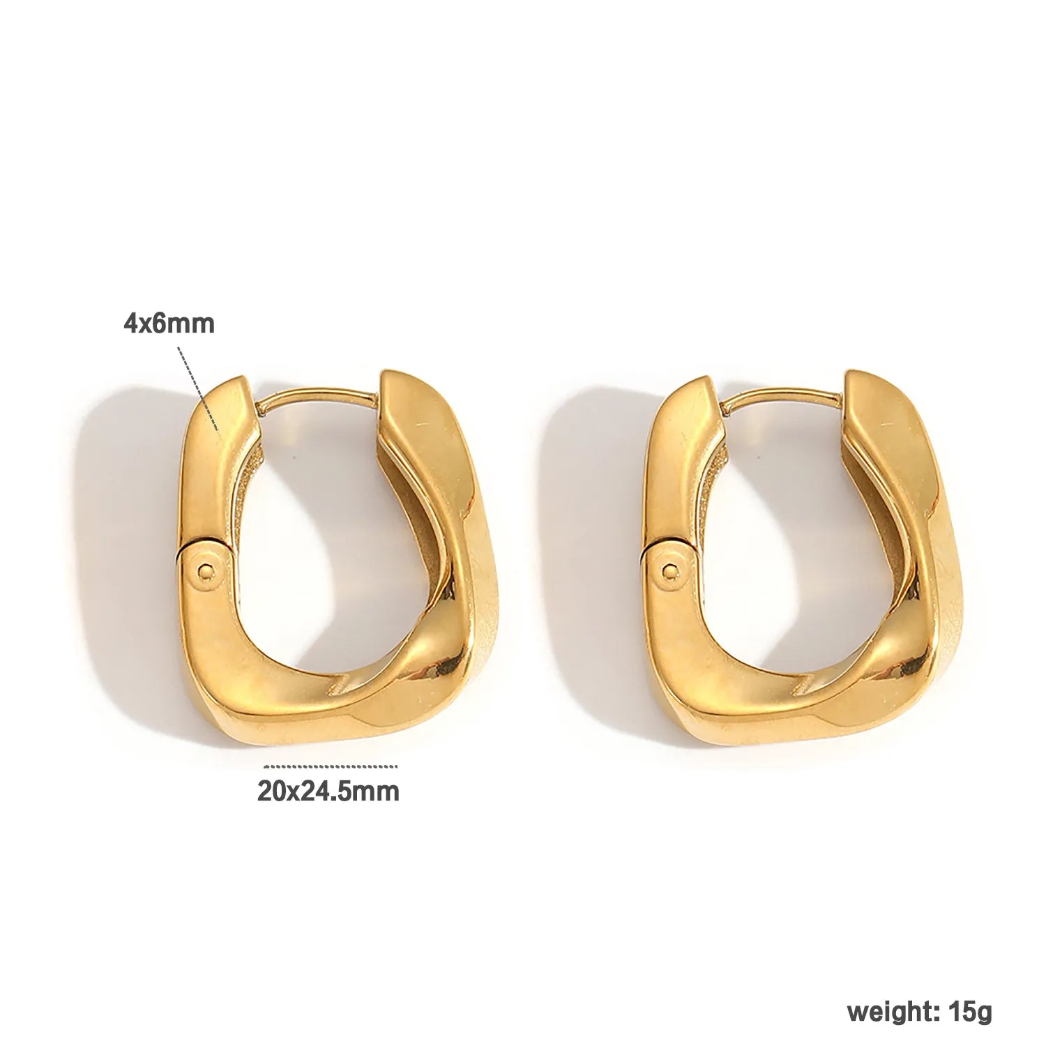 20*24.5mm twisted square earring clasp Steel color wire thickness 4*6mm gold -