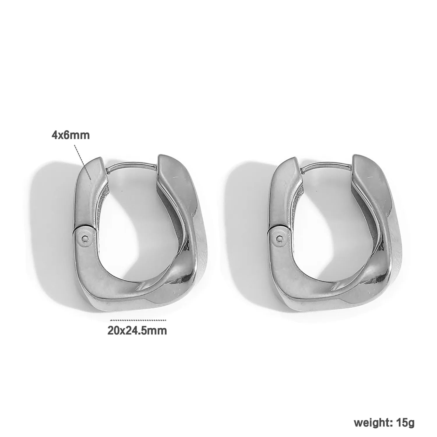20*24.5mm twisted square earring clasp Steel color wire thickness 4*6mm gold -