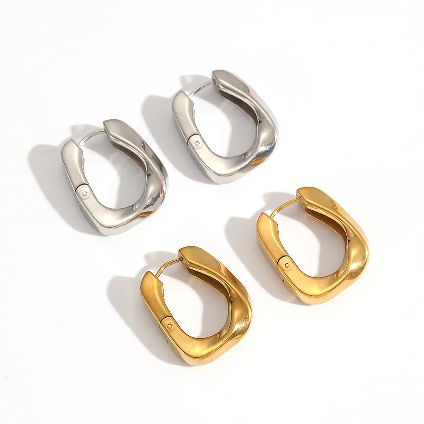 20*24.5mm twisted square earring clasp Steel color wire thickness 4*6mm gold -