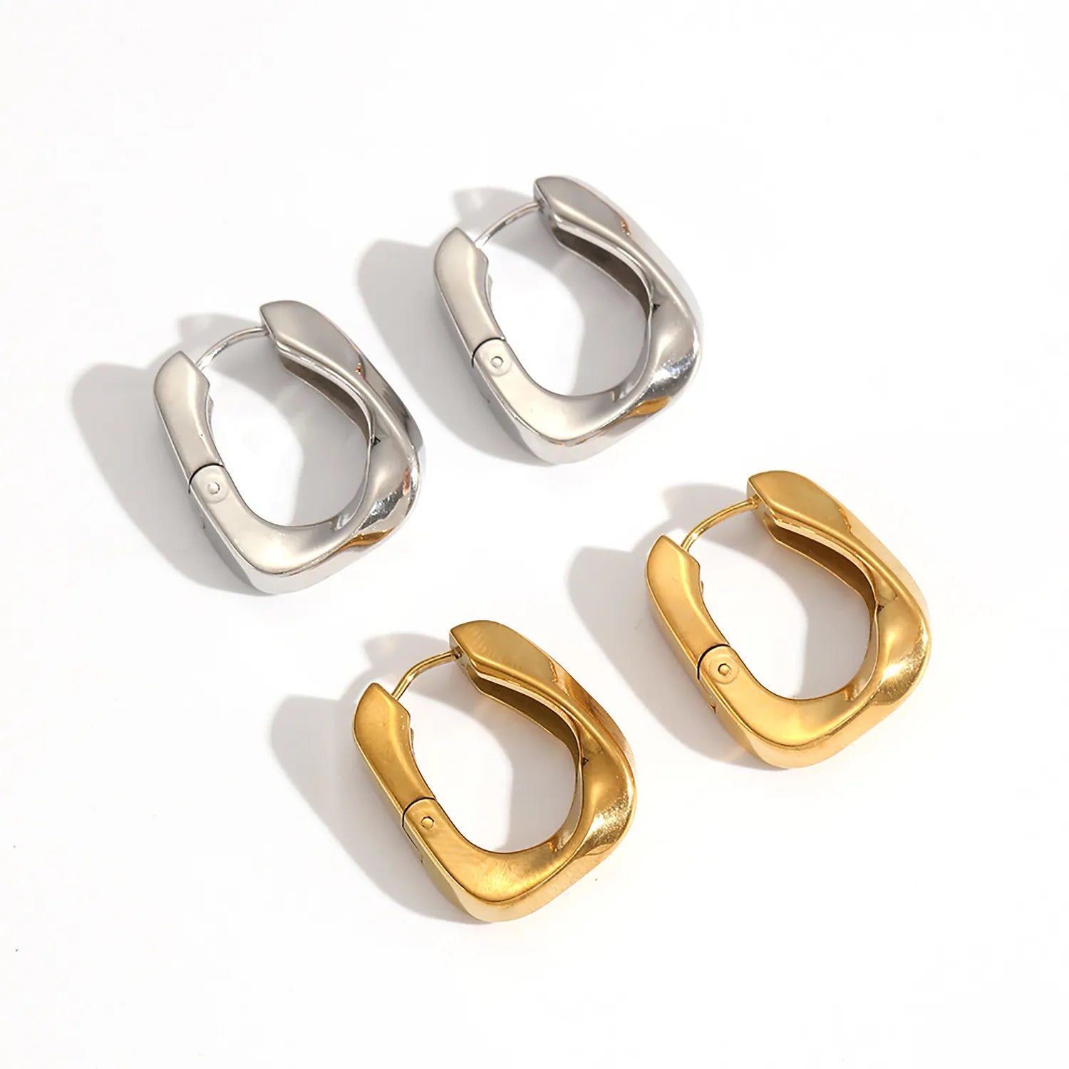 20*24.5mm twisted square earring clasp Steel color wire thickness 4*6mm gold -